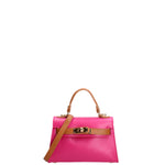 Borsa a mano da donna 100% vera pelle 07221-D02 FUXIA+D44 CUOIO Roberta Rossi