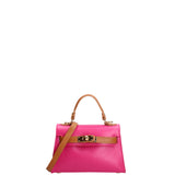 Borsa a mano da donna 100% vera pelle 07221-D02 FUXIA+D44 CUOIO Roberta Rossi
