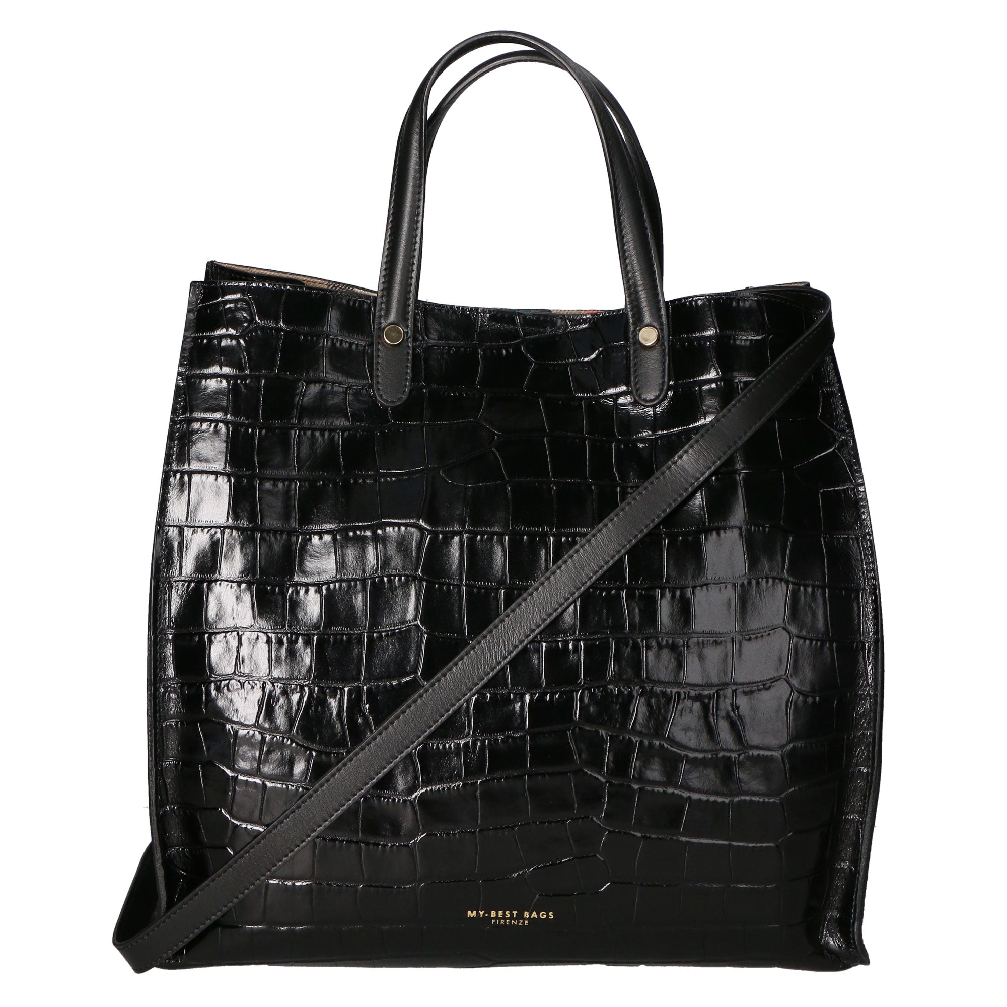 Borsa a mano da donna Pelle stampata cocco MYB-6028-FW-C28 NERO My Best Bag