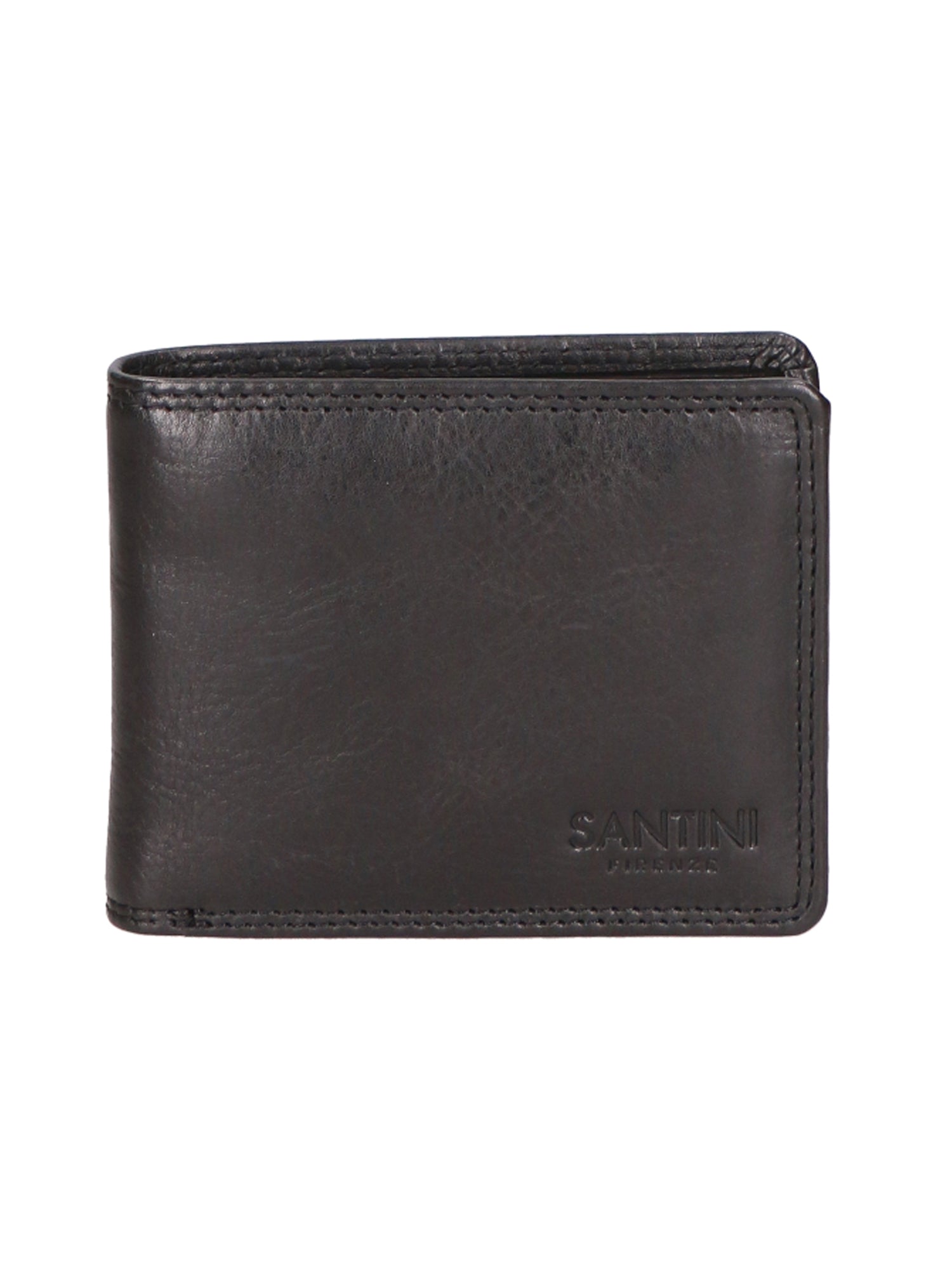 Portafoglio unisex vera pelle Made in Italy Vacchetta Ingrassata SN1828347-BLACK Santini Firenze