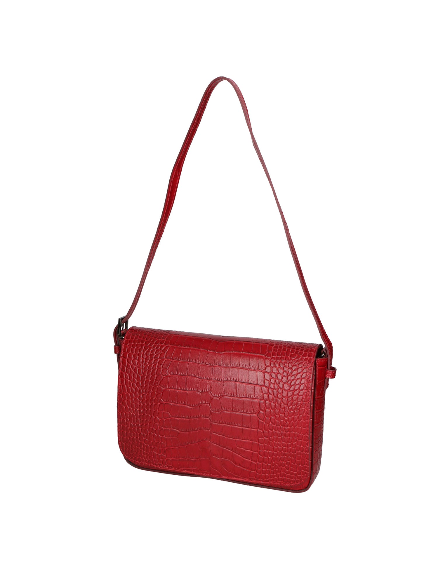 Azzurra Borsa a spalla da donna Vera pelle croco 05699-C10 ROSSO SCURO Gave Lux