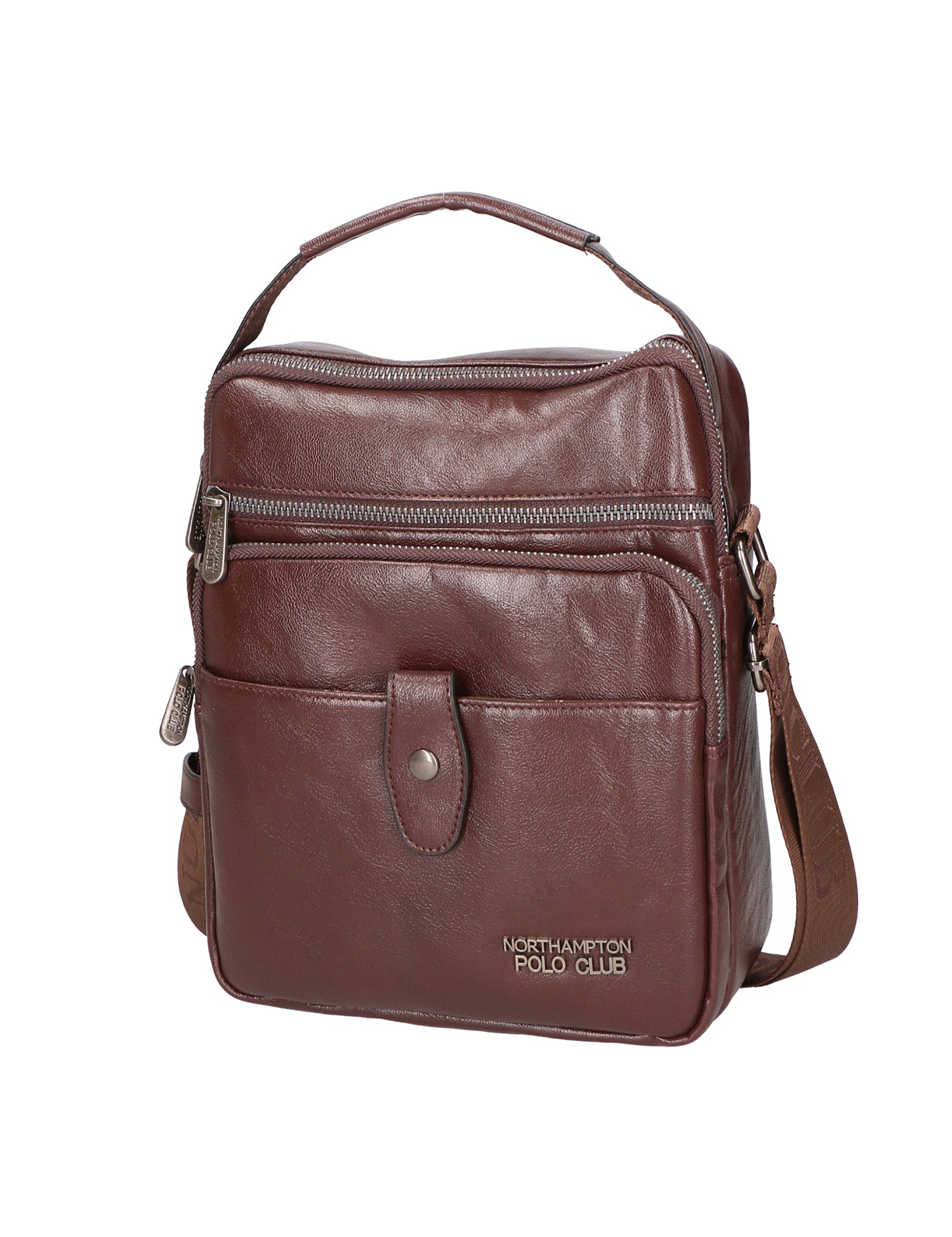 Borsa a tracolla uomo vegana 100% PU Leather PCL3101-COFFEE Northampton Polo Club