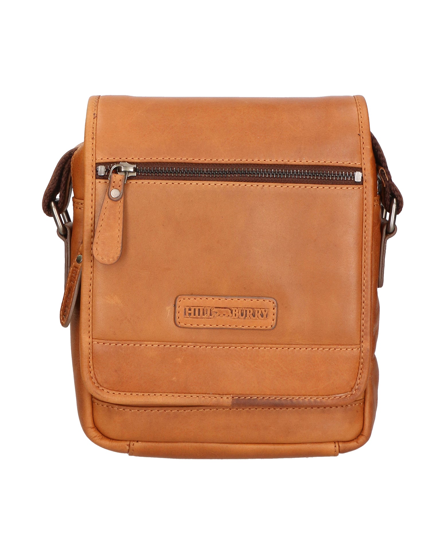 Borsa a tracolla uomo in vera pelle RFID HILB-6113-CUOIO Hill Burry