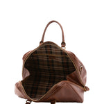 Borsa da viaggio unisex in vera pelle 100% cotone 4040-MARRONE Alessia Firenze