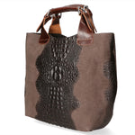 Eufemia Borsa a spalla da donna Pelle Croco Stampata 9007 1-T.MORO Gave Lux
