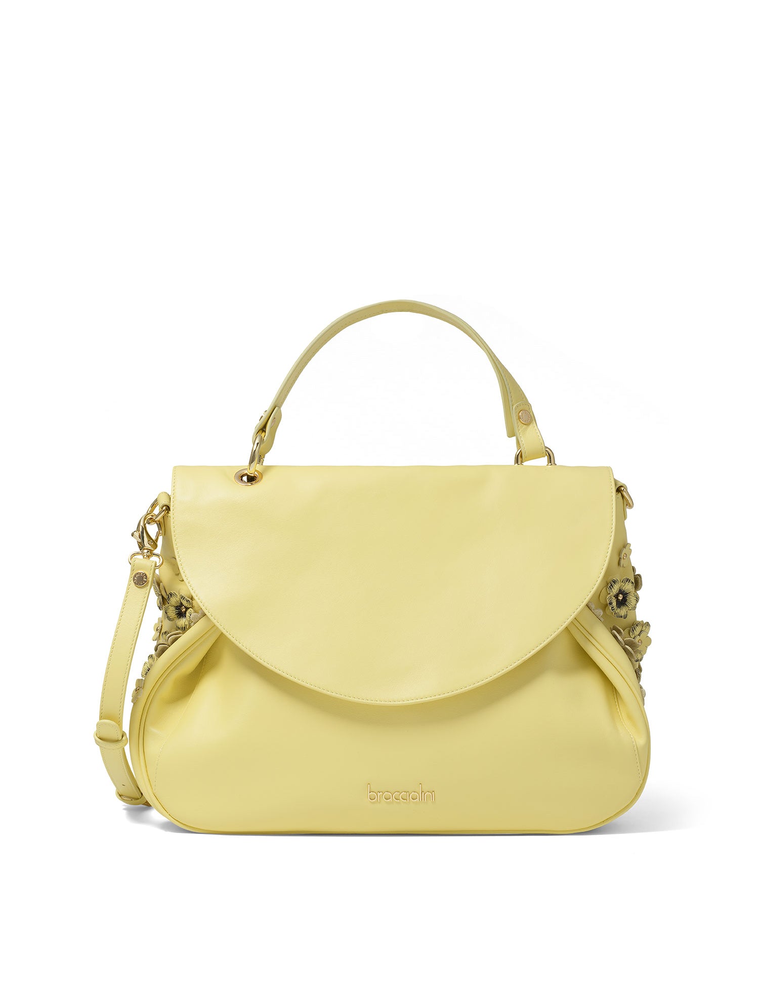 Zelia Ultra Borsa a mano da donna 100% pelle B17243-GIALLO Braccialini