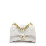 Borsa a mano da donna 100% Pvc FLAT RHOMBUS S-WHITE + LIGHT GOLD Marc Ellis