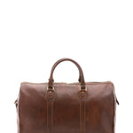 Borsa da viaggio unisex in vera pelle 100% cotone 4039-TESTA DI MORO Alessia Firenze