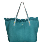 Agnese Borsa Shopper da donna Cotone e pelle 04649-D32 TURCHESE TURQUOISE Gave Lux
