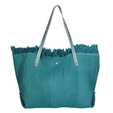 Agnese Borsa Shopper da donna Cotone e pelle 04649-D32 TURCHESE TURQUOISE Gave Lux