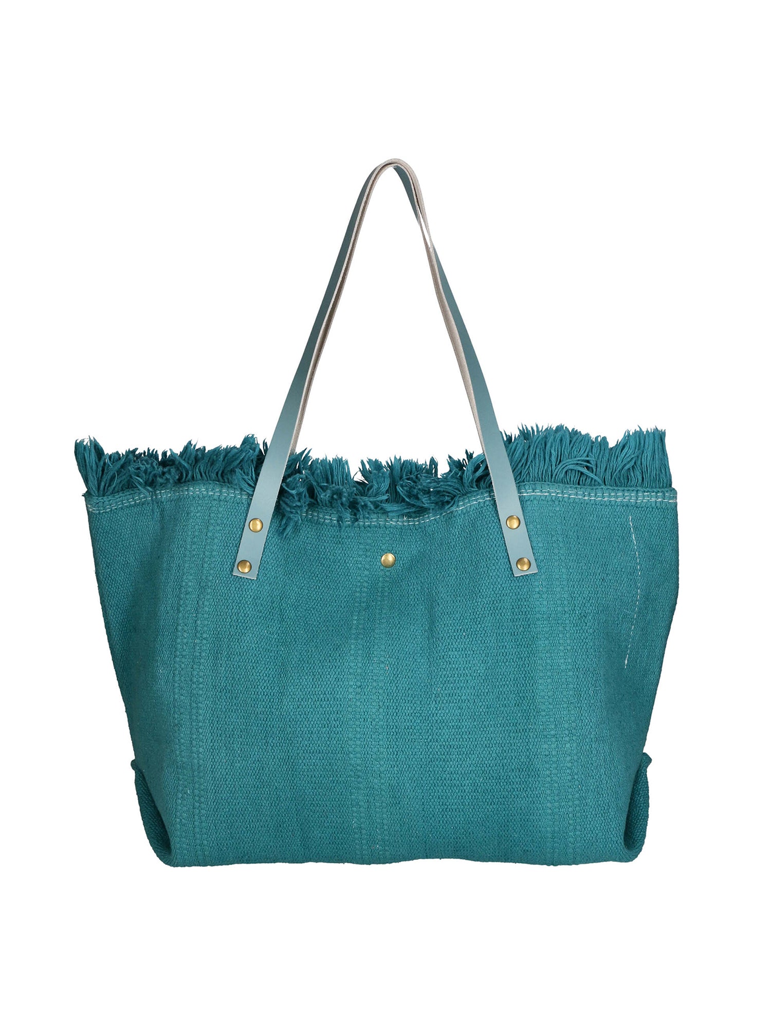 Agnese Borsa Shopper da donna Cotone e pelle 04649-D32 TURCHESE TURQUOISE Gave Lux