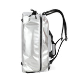 Mochila unisex de poliéster gris claro.