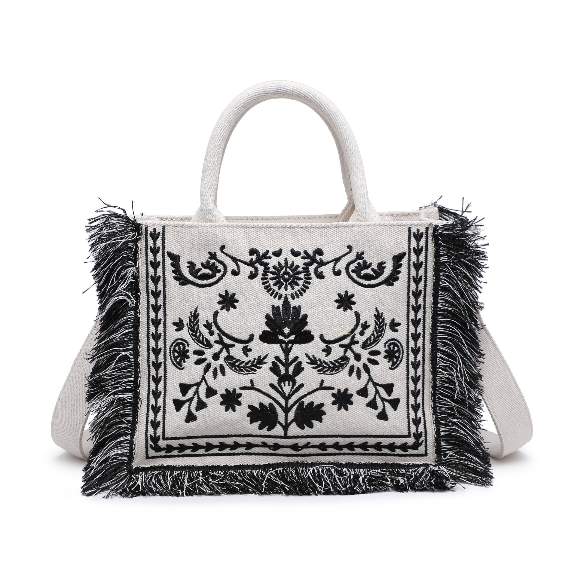 Borsa a Mano in Cotone Nero