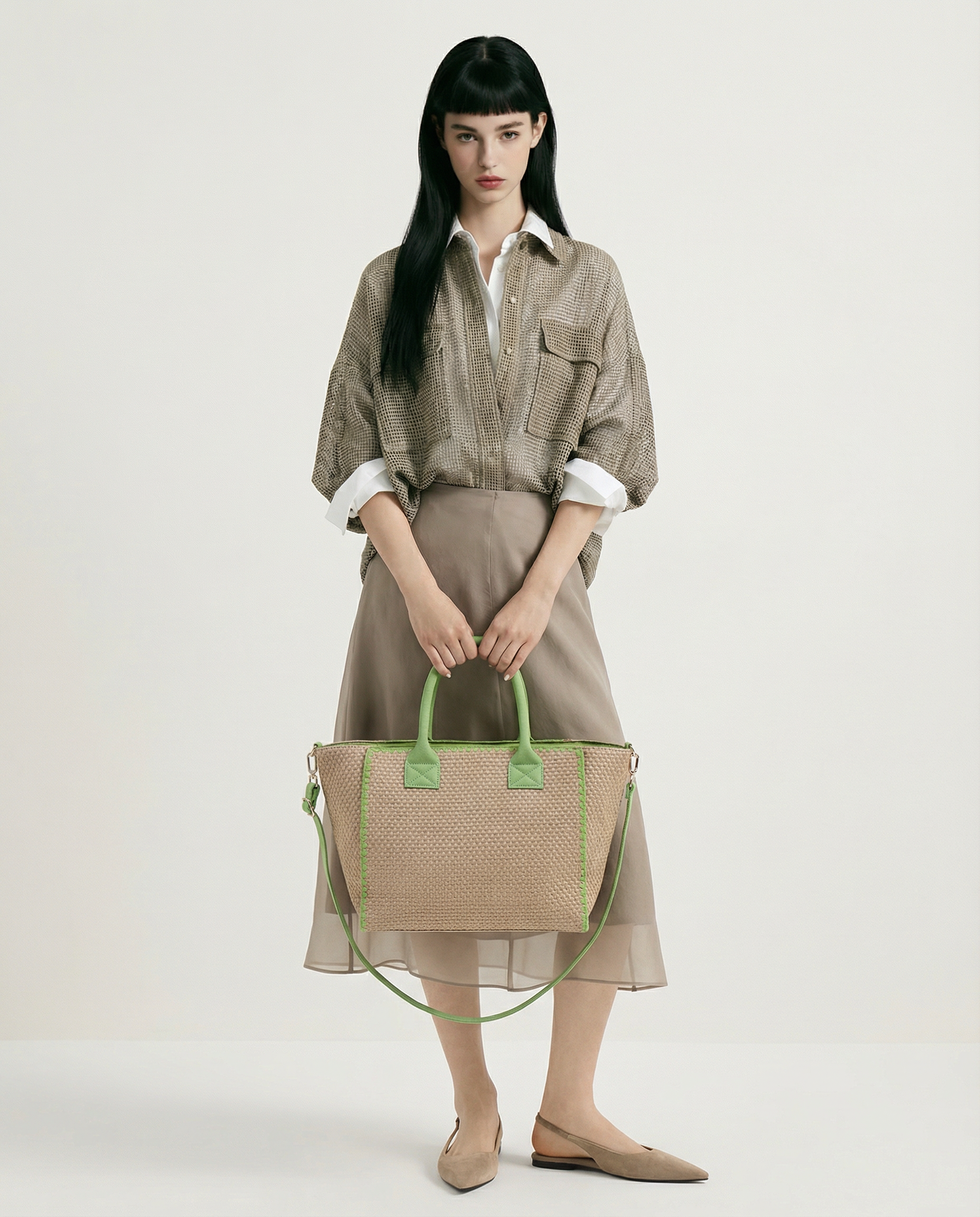Borsa a Tracolla in Poliestere Verde Kassandra