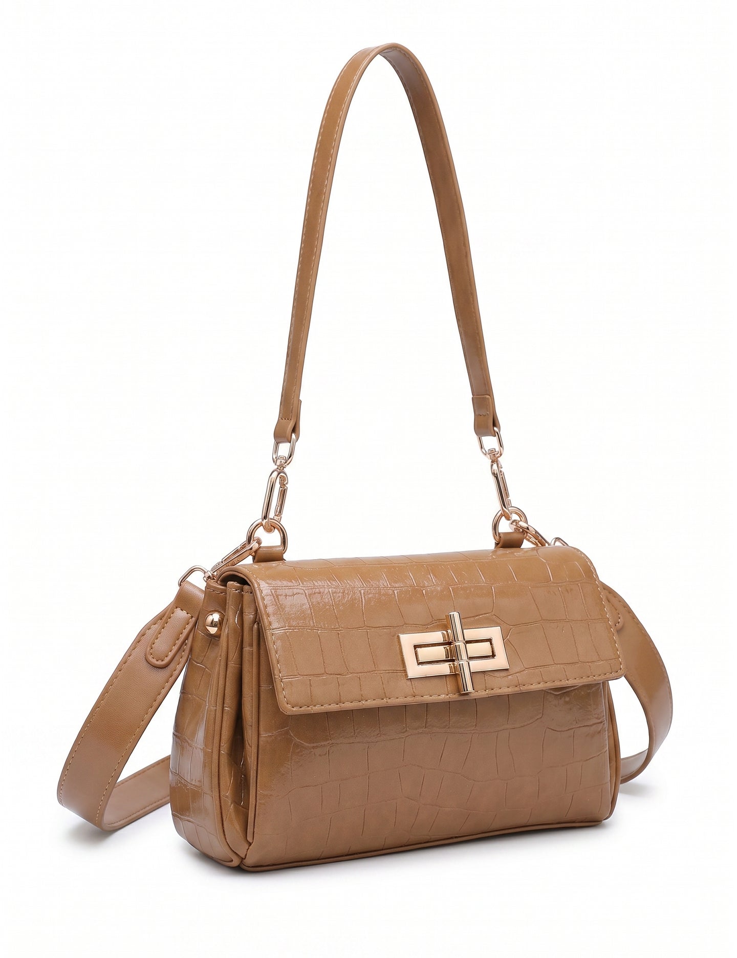 Borsa a Spalla in Pelle Vegana Marrone
