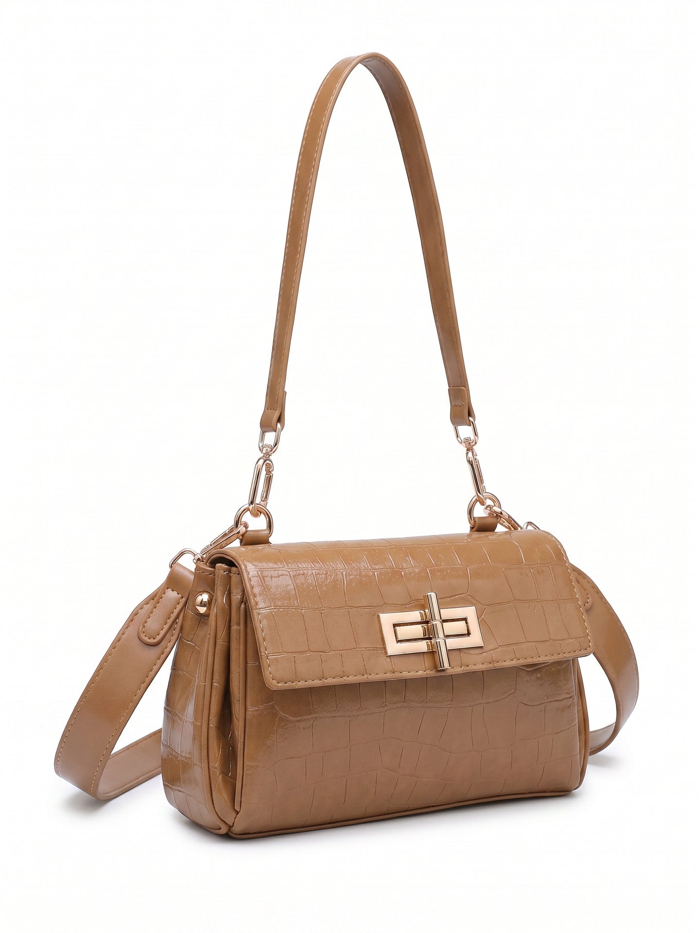 Borsa a Spalla in Pelle Vegana Marrone