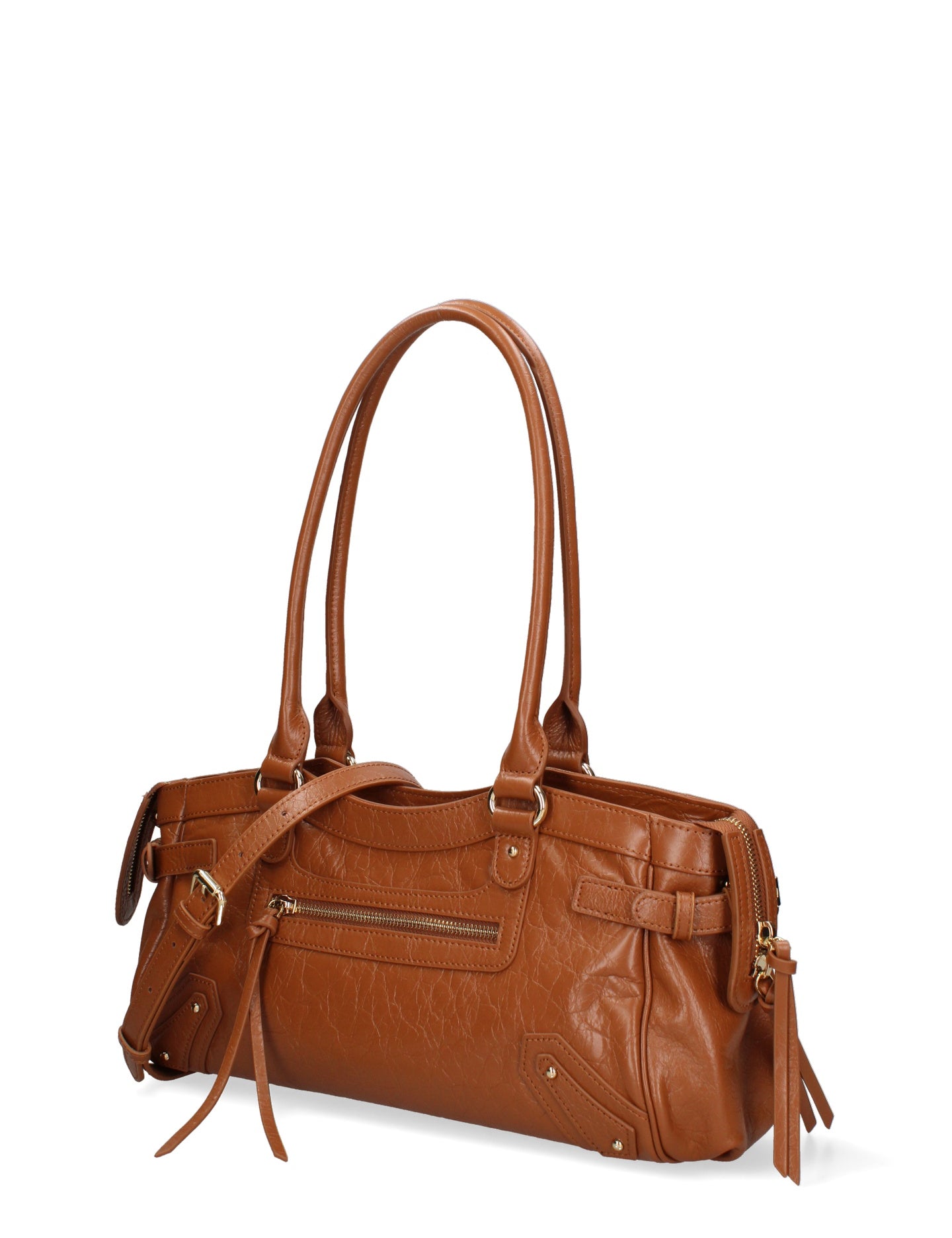 Borsa a Mano in Vera Pelle Cuoio Scuro