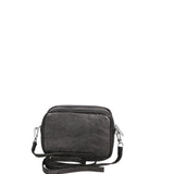 Borsa a Tracolla in Genuine Printed Suede Leather Nero