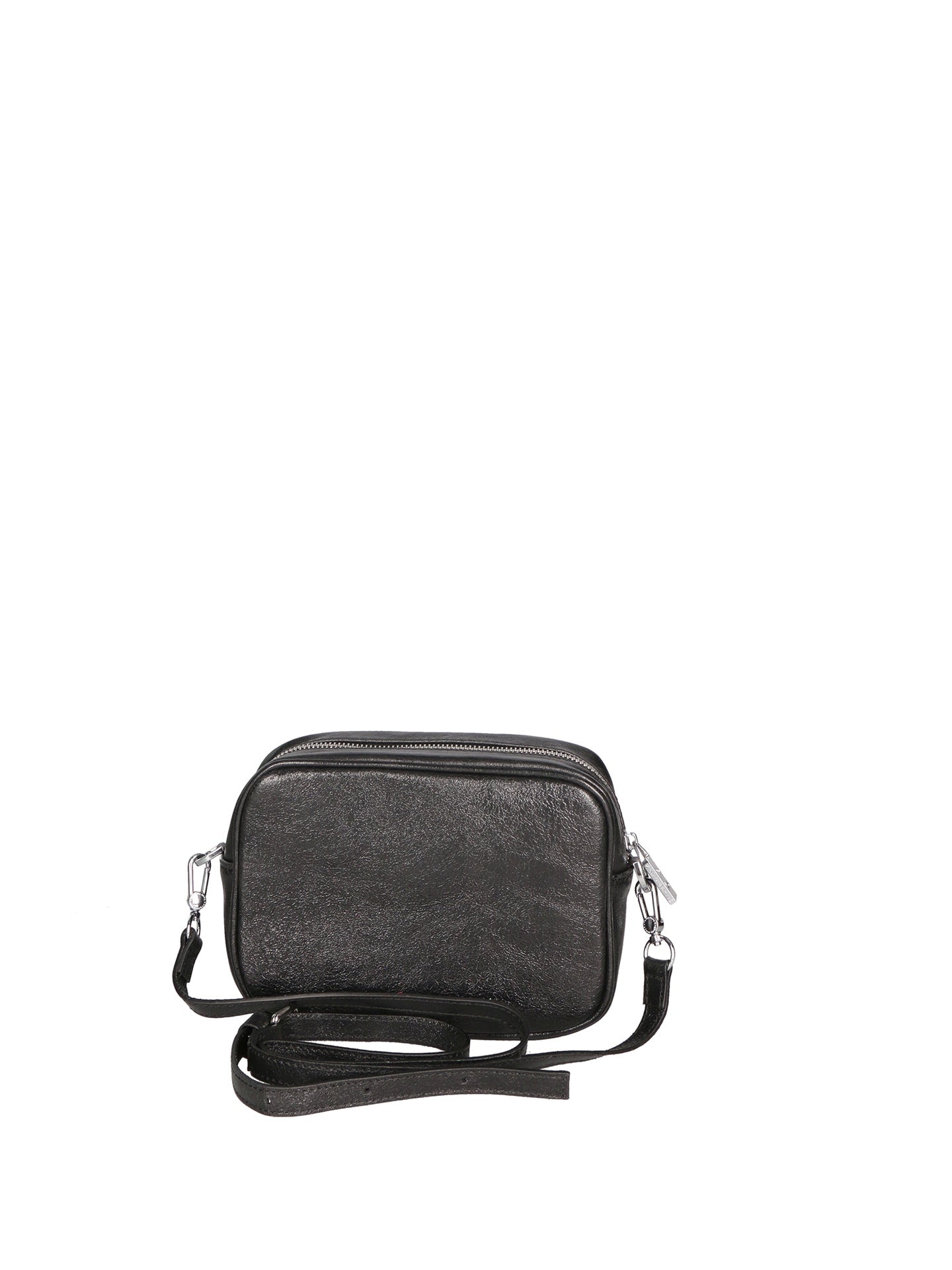 Borsa a Tracolla in Genuine Printed Suede Leather Nero