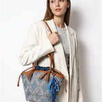 Borsa a Mano in Pelle Vegana Blu