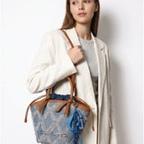 Borsa a Mano in Pelle Vegana Blu