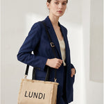 Borsa a Mano in Woven Straw Nero