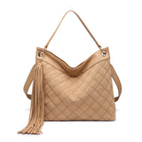 Borsa a Spalla in Pelle Vegana Marrone Chiaro