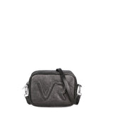 Borsa a Tracolla in Genuine Printed Suede Leather Nero
