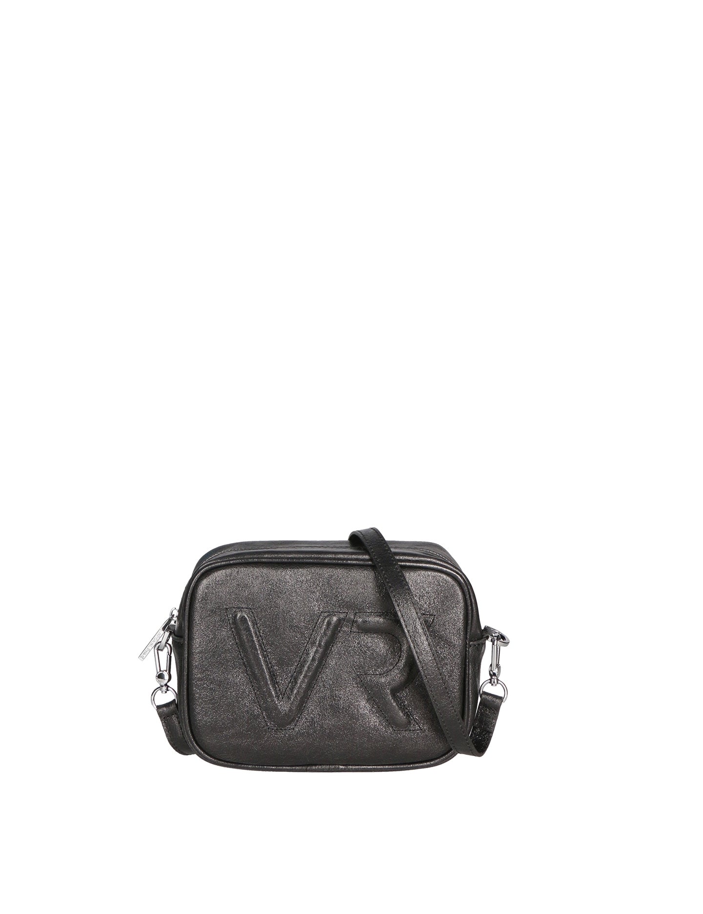 Borsa a Tracolla in Genuine Printed Suede Leather Nero