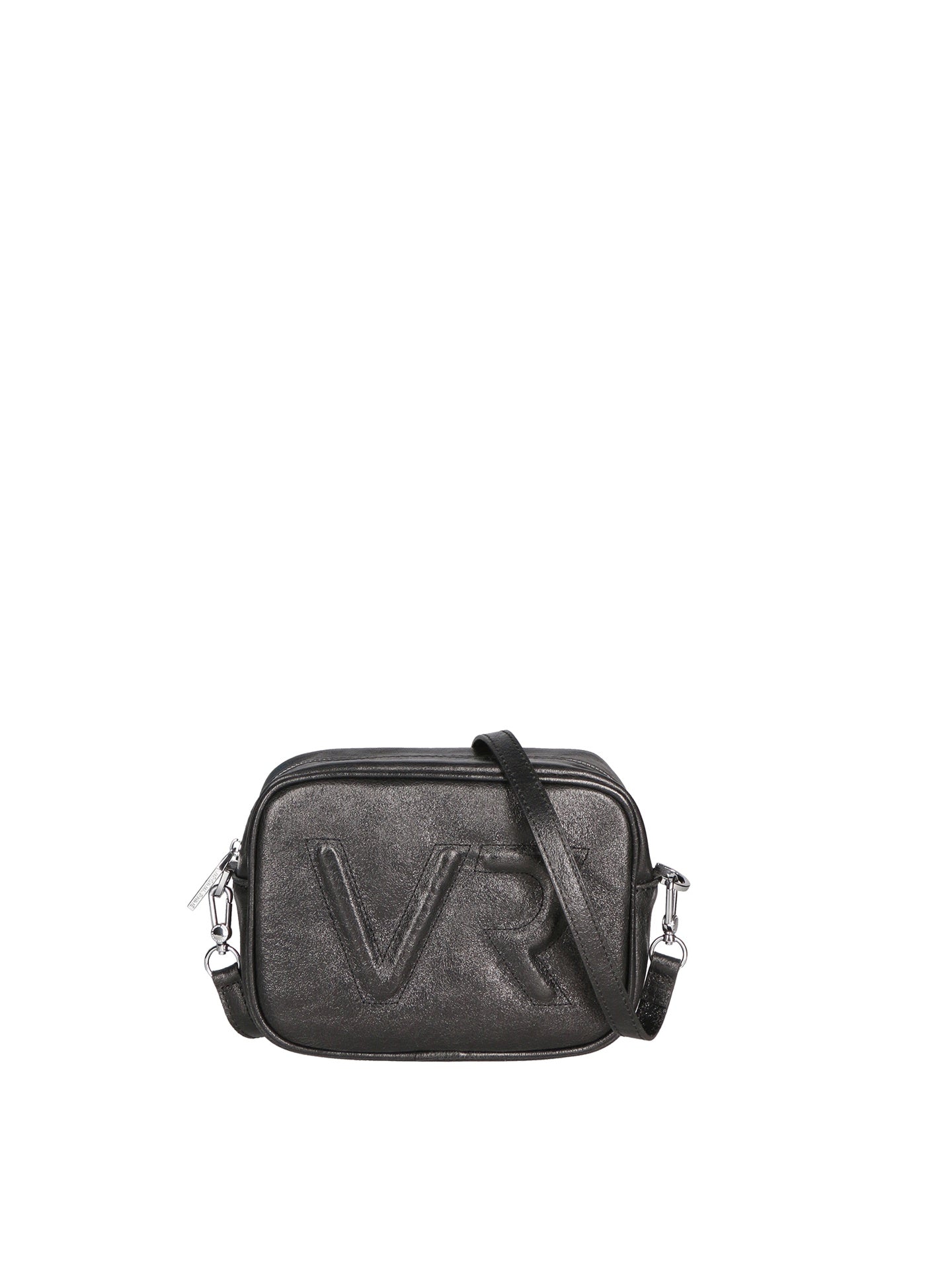 Borsa a Tracolla in Genuine Printed Suede Leather Nero