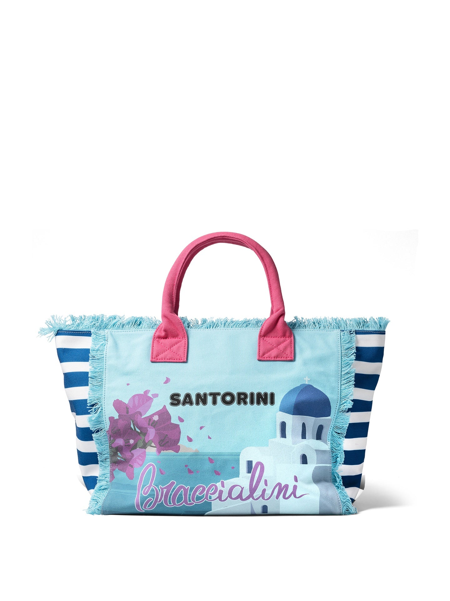 Borsa a Mano in Cotone Multicolore e Fuxia Braccialini