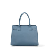 Borsa a Mano in Vera Pelle Blu Jeans