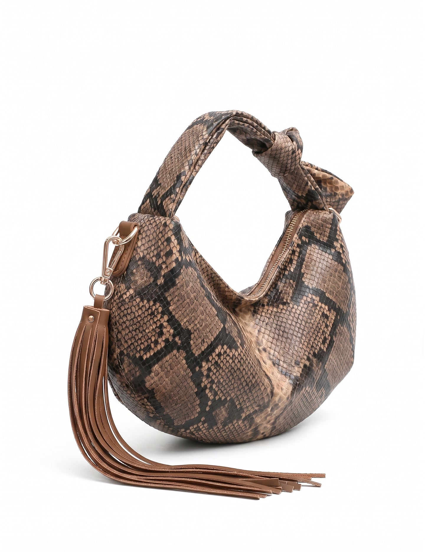 Borsa a Mano in Pelle Vegana Marrone