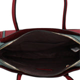 Handtasche aus veganem Leder in Burgunderrot und Türkis