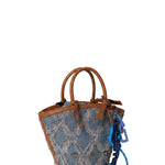 Borsa a Mano in Pelle Vegana Blu