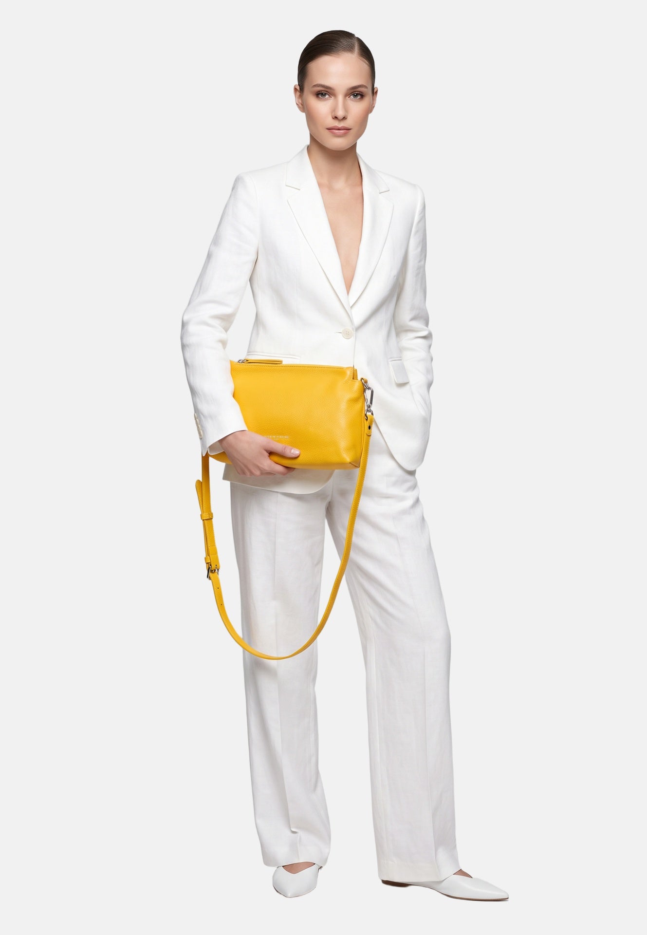 Borsa a Spalla in Dollaro Leather Giallo