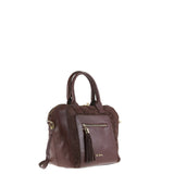 Borsa a Mano in Vera Pelle Cioccolato