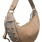 Borsa a Tracolla in Dollaro Leather Beige Scuro