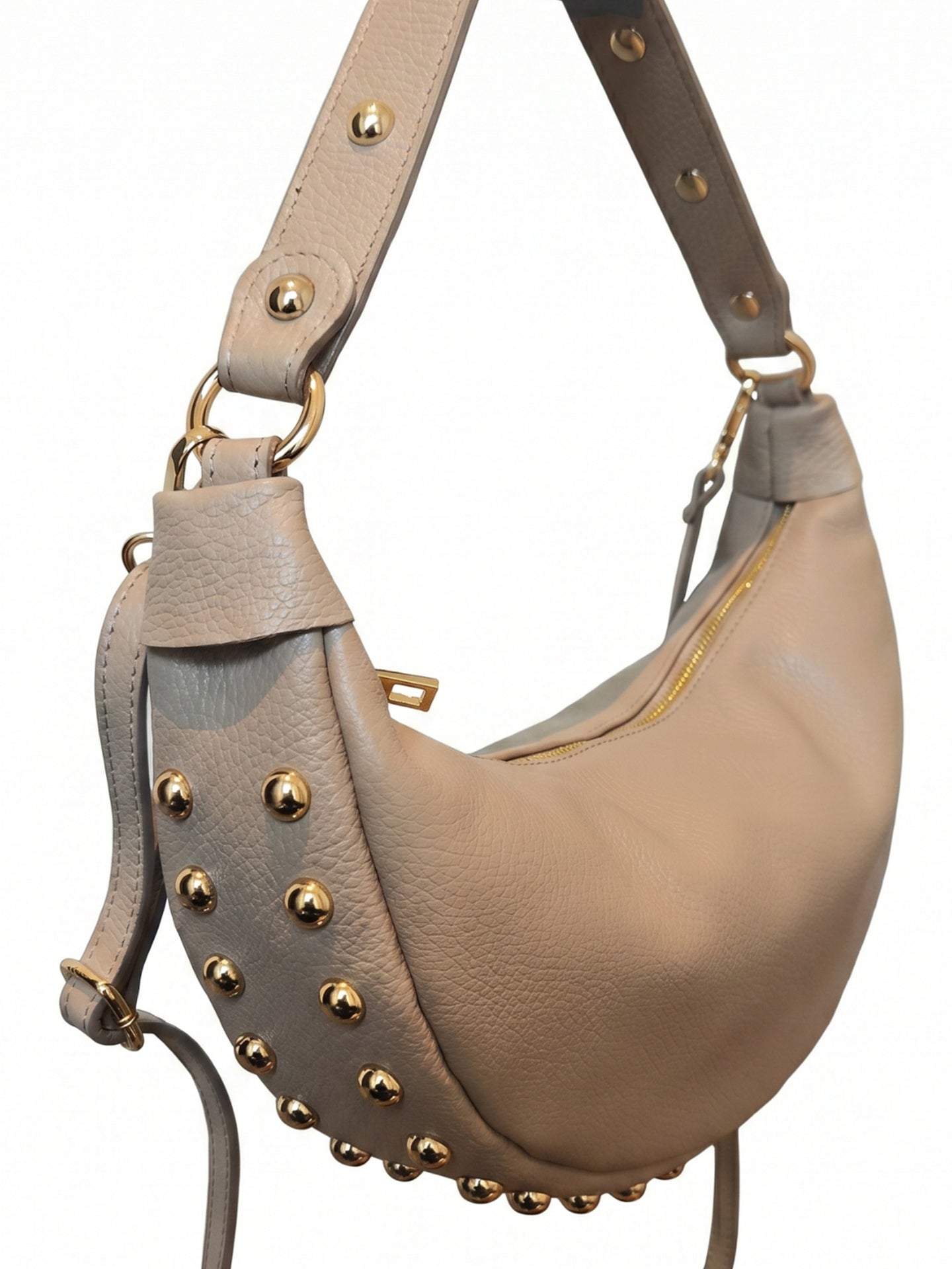 Borsa a Tracolla in Dollaro Leather Beige Scuro