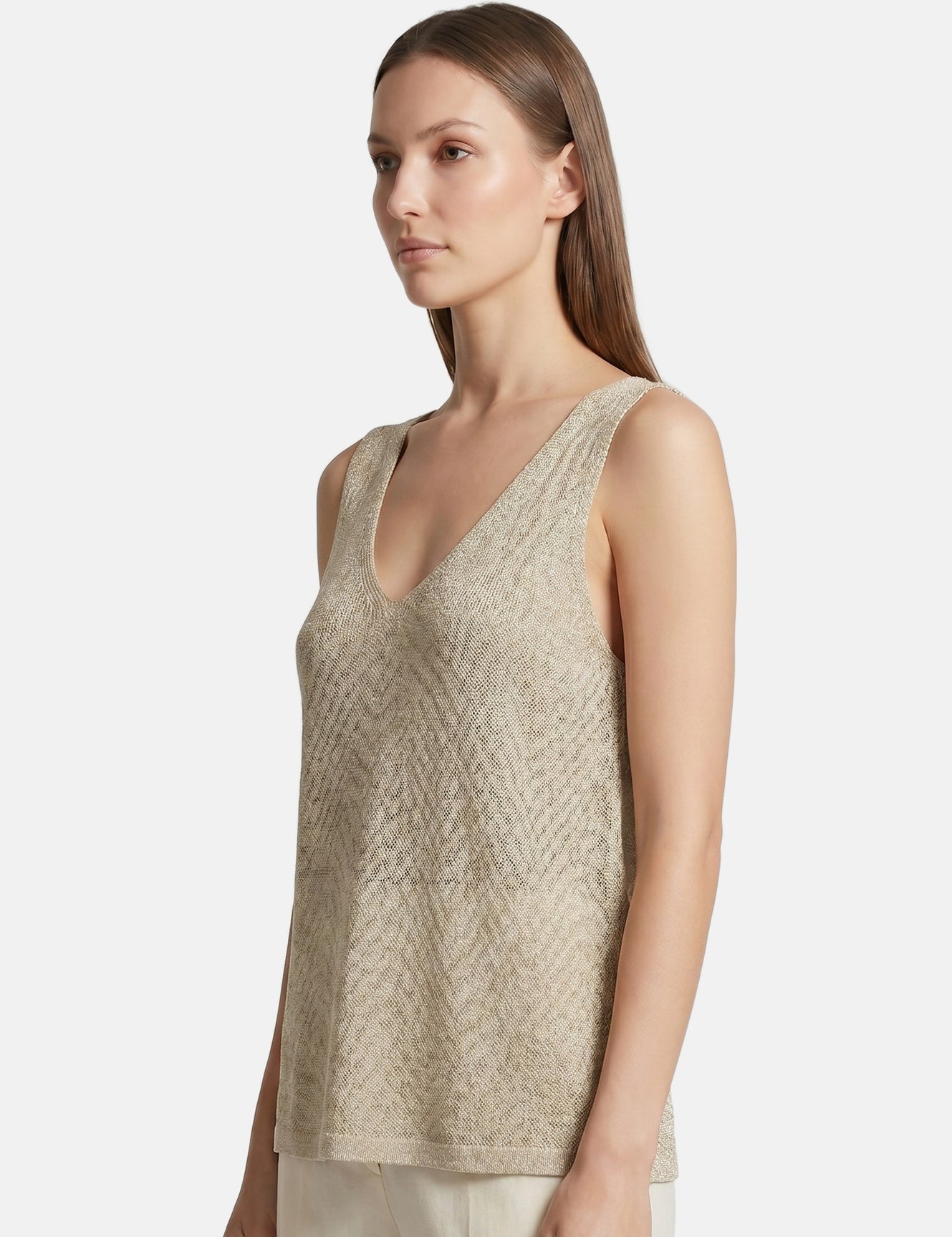 Top in Poliestere Beige