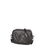 Borsa a Tracolla in Genuine Printed Suede Leather Nero