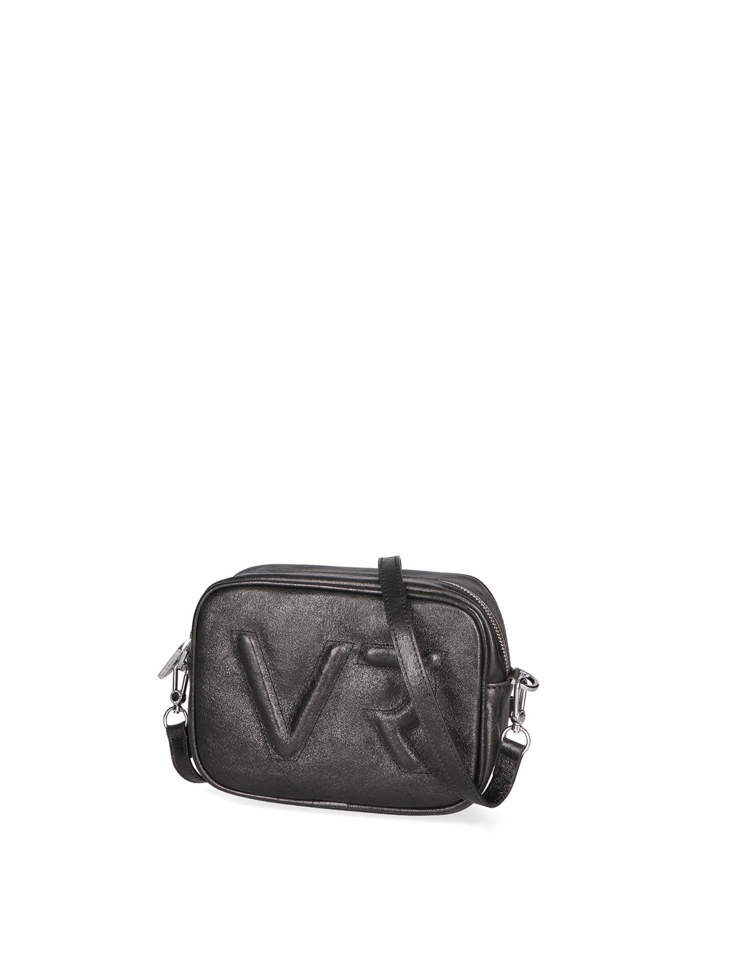 Borsa a Tracolla in Genuine Printed Suede Leather Nero