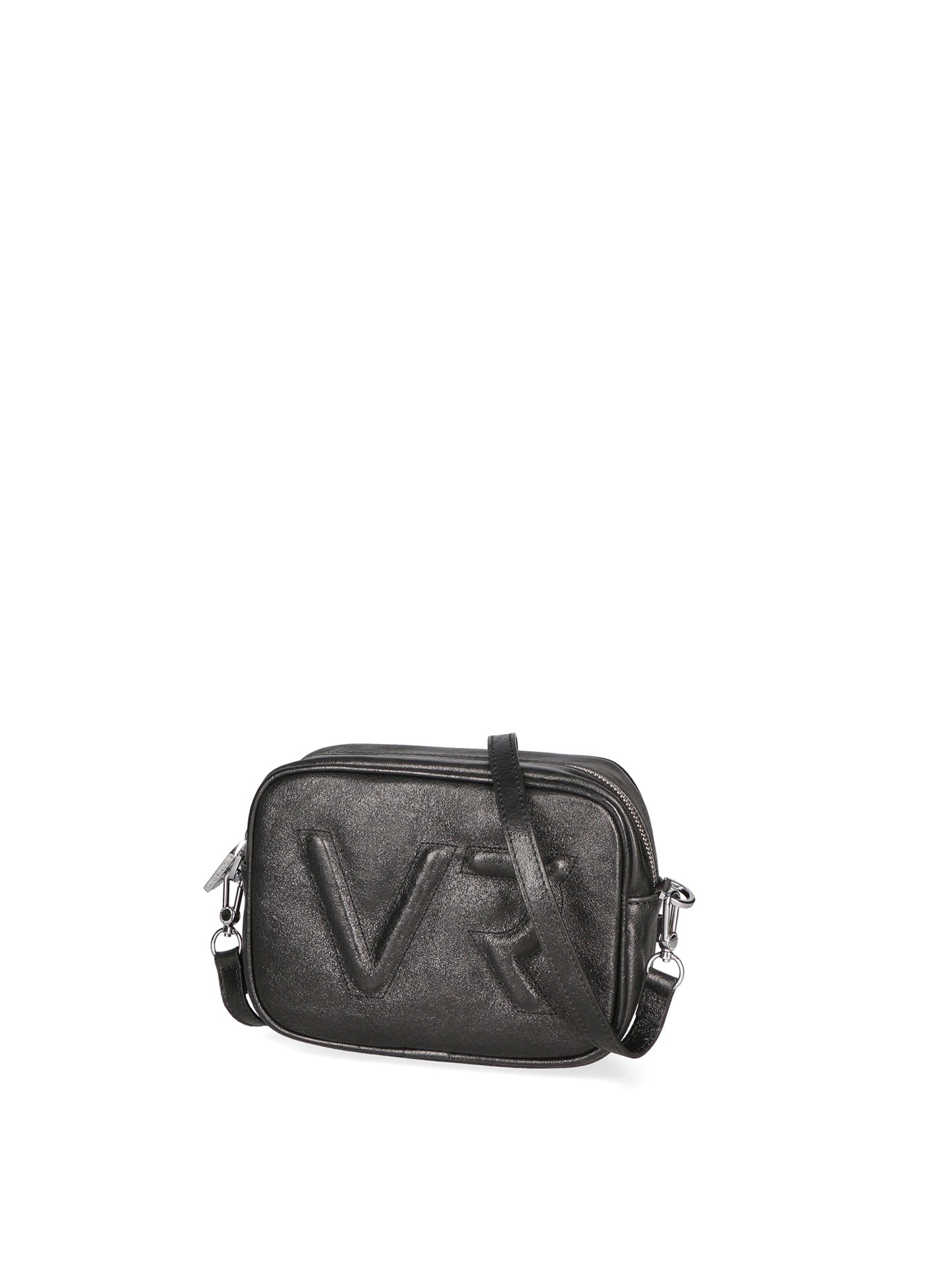 Borsa a Tracolla in Genuine Printed Suede Leather Nero
