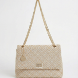 Bolso de hombro de poliéster beige