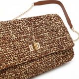 Borsa a Tracolla in Woven Straw Marrone