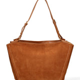 Bolso de hombro de piel auténtica marrón oscuro