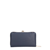 Damen-Geldbörse aus blauem veganem Leder
