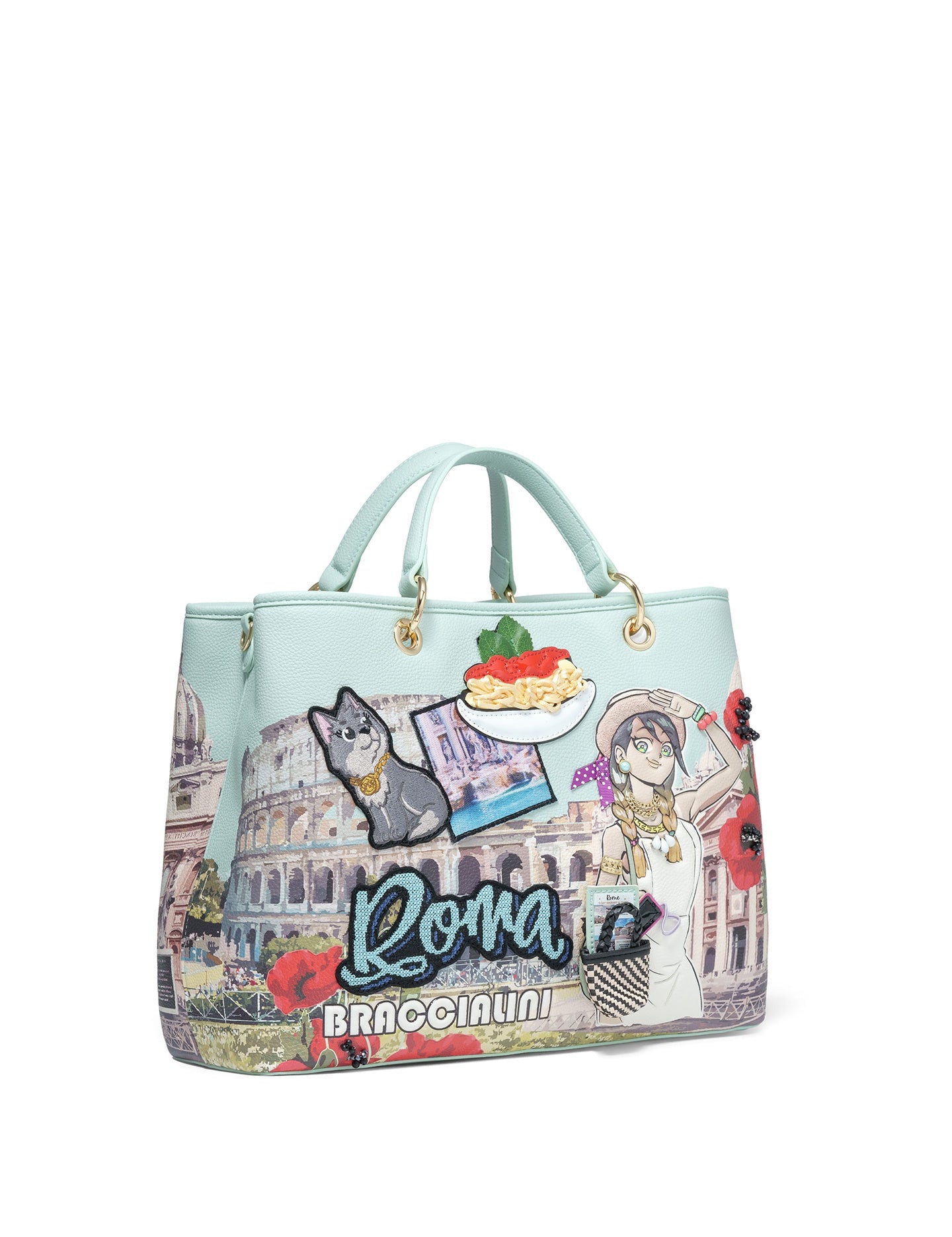 Borsa a Mano in Poliestere Multicolore