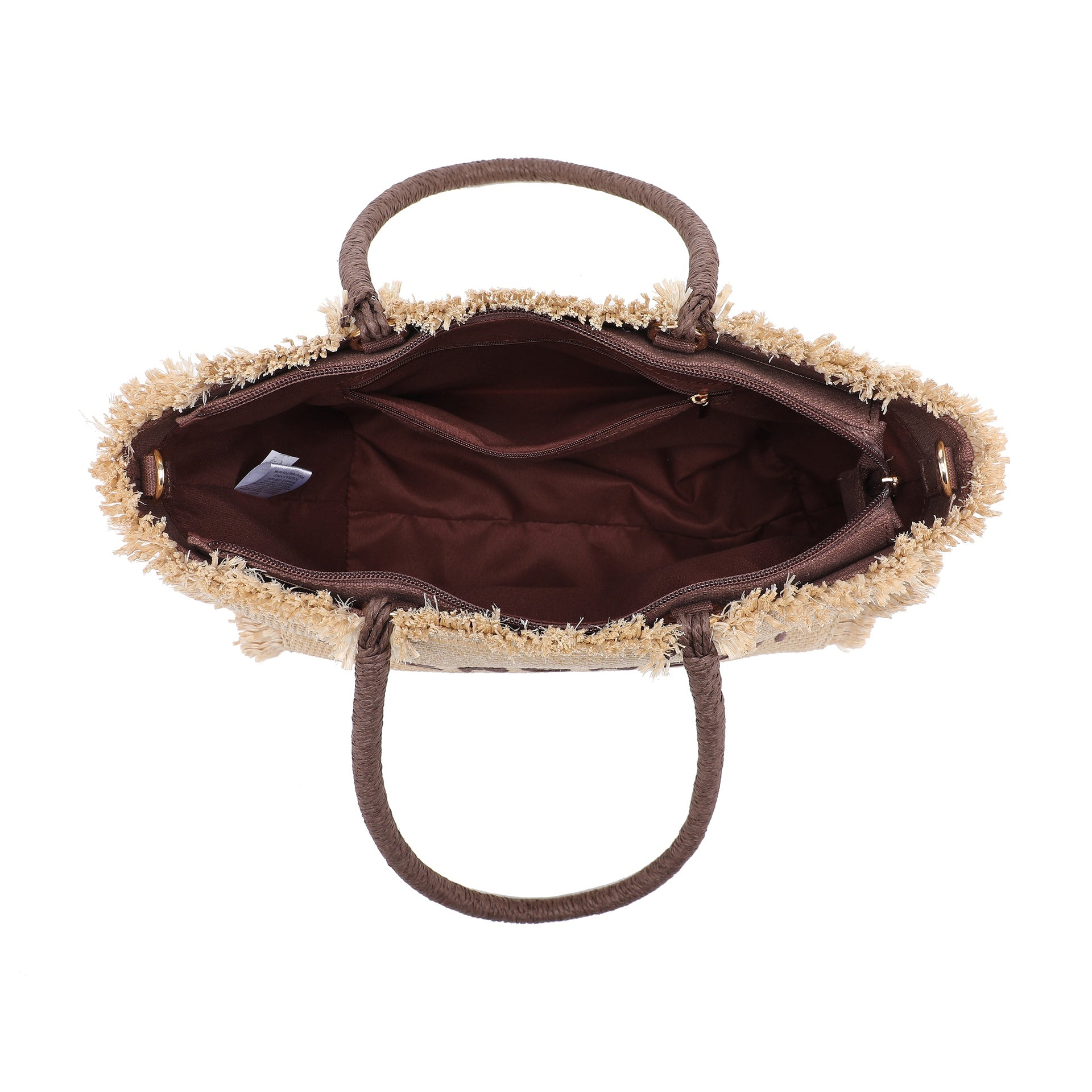 Borsa a Mano in Woven Straw Marrone
