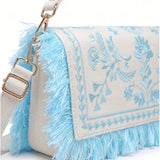 Borsa a Spalla in Cotone Blu